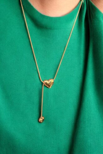 Double Heart Drop Necklace